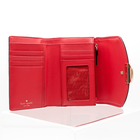 KATE SPADE CALLIE WALLET Leather Cherry Red NWT perfect roomy clutch style - Picture 5 of 5